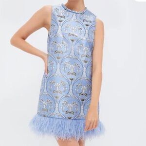 Cara Cara Light Blue Feather Trim Dress